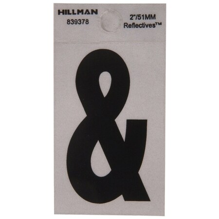 Hillman HILLMAN 2 in. Reflective Black Vinyl Self-Adhesive Special Character Ampersand 1 pc, PK6 839378